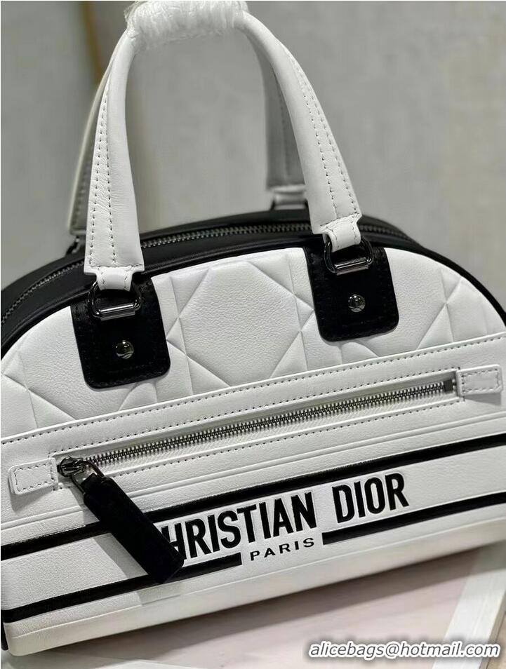 Luxurious DIOR medium Embossing leather tote Bag C9178A white