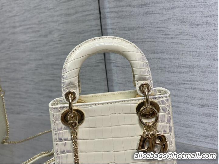 Promotional MINI LADY DIOR BAG Cannage crocodile Calfskin C0966 Cream