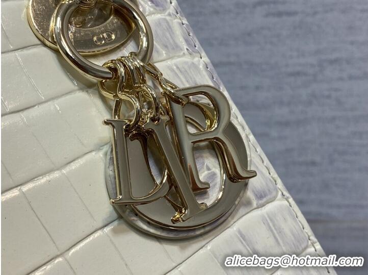 Promotional MINI LADY DIOR BAG Cannage crocodile Calfskin C0966 Cream