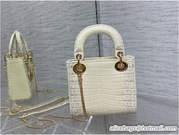 Promotional MINI LADY DIOR BAG Cannage crocodile Calfskin C0966 Cream