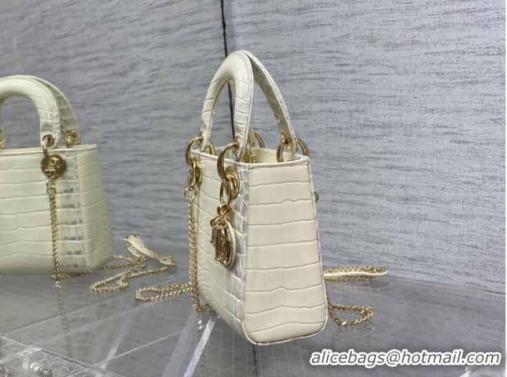 Promotional MINI LADY DIOR BAG Cannage crocodile Calfskin C0966 Cream