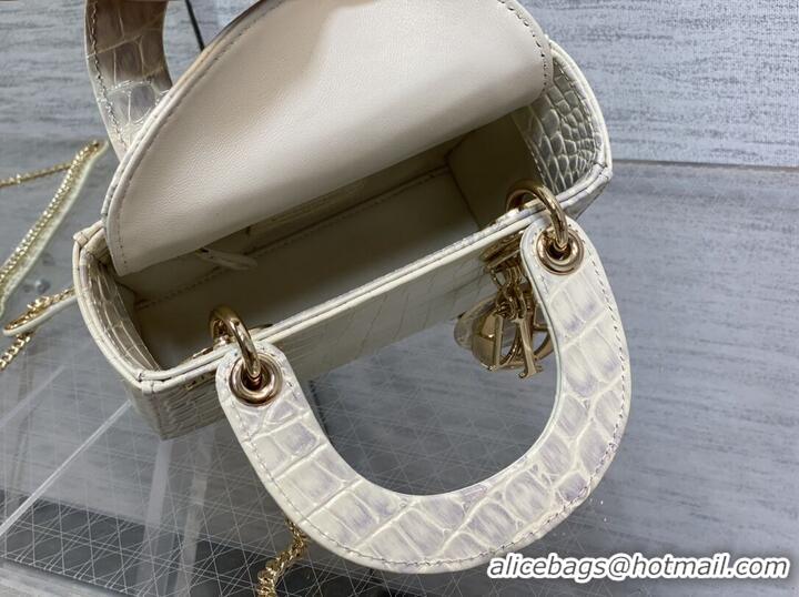 Promotional MINI LADY DIOR BAG Cannage crocodile Calfskin C0966 Cream