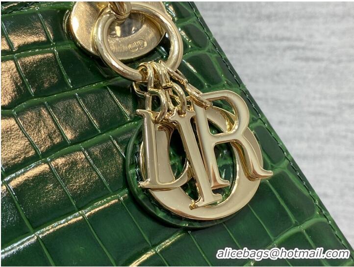 Top Quality MINI LADY DIOR BAG Cannage crocodile Calfskin C0966 green