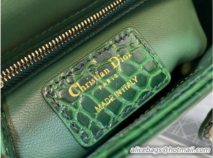 Top Quality MINI LADY DIOR BAG Cannage crocodile Calfskin C0966 green