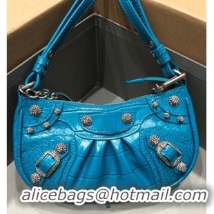 Luxury Discount Balenciaga LE CAGOLE MINI PURSE WITH CHAIN 6958141 blue