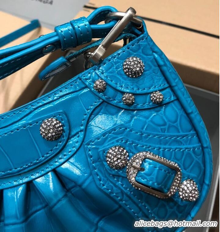 Luxury Discount Balenciaga LE CAGOLE MINI PURSE WITH CHAIN 6958141 blue