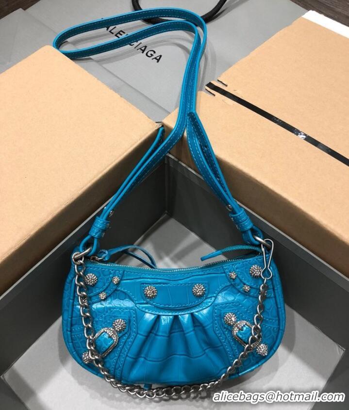 Luxury Discount Balenciaga LE CAGOLE MINI PURSE WITH CHAIN 6958141 blue