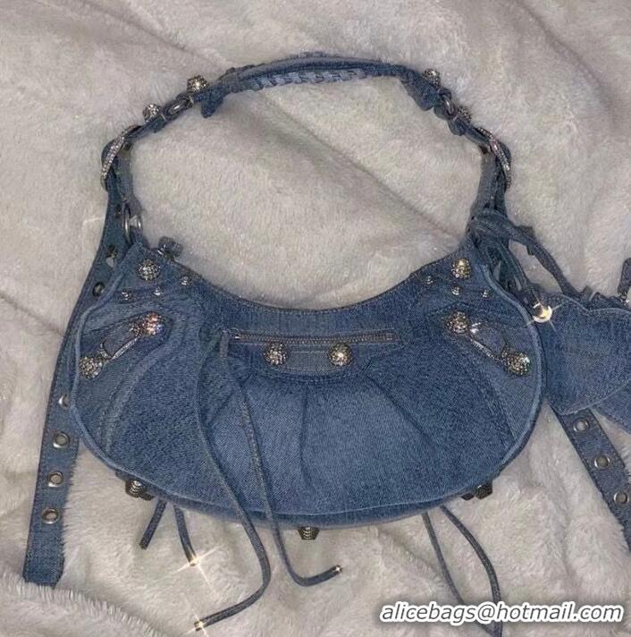 Hot Sell Cheap Balenciaga WOMENS LE CAGOLE MEDIUM SHOULDER BAG 27541 Denim