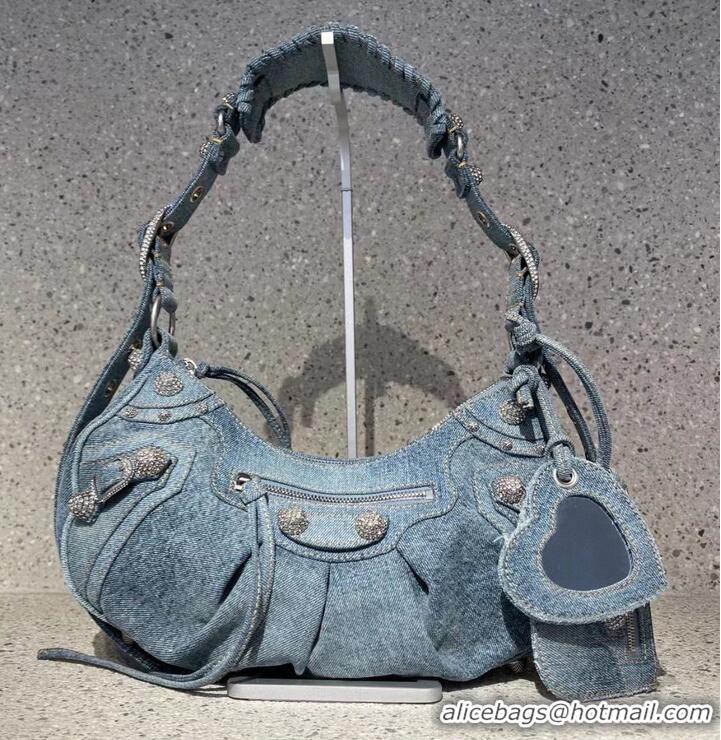 Hot Sell Cheap Balenciaga WOMENS LE CAGOLE MEDIUM SHOULDER BAG 27541 Denim