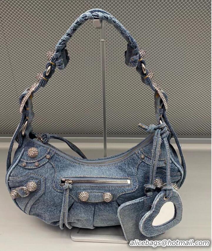 Hot Sell Cheap Balenciaga WOMENS LE CAGOLE MEDIUM SHOULDER BAG 27541 Denim