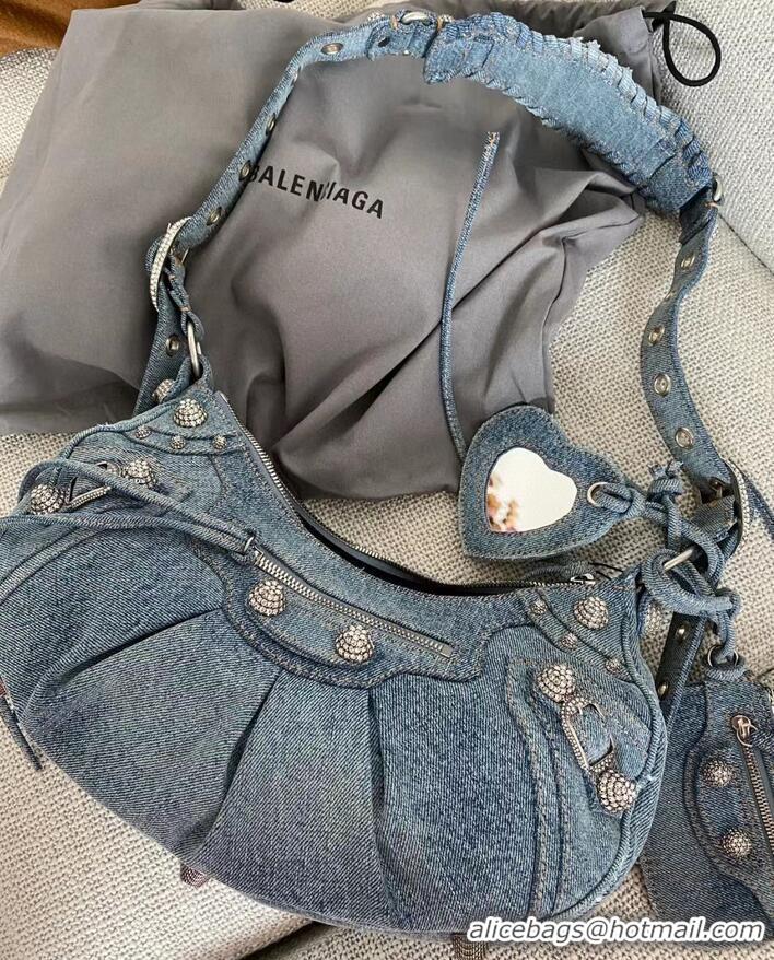 Hot Sell Cheap Balenciaga WOMENS LE CAGOLE MEDIUM SHOULDER BAG 27541 Denim