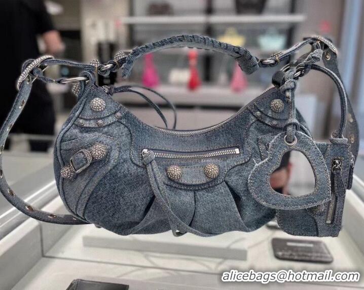 Hot Sell Cheap Balenciaga WOMENS LE CAGOLE MEDIUM SHOULDER BAG 27541 Denim