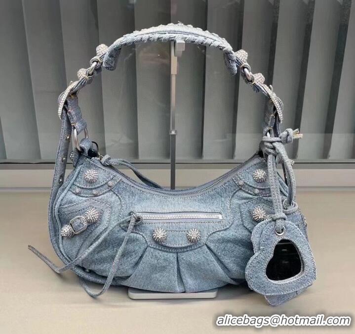 Hot Sell Cheap Balenciaga WOMENS LE CAGOLE MEDIUM SHOULDER BAG 27541 Denim