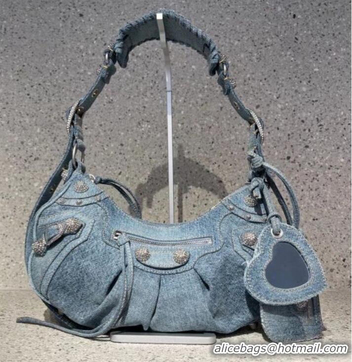 Hot Sell Cheap Balenciaga WOMENS LE CAGOLE MEDIUM SHOULDER BAG 27541 Denim