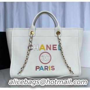 Famous Brand Chanel Original Leather Shopping Bag 66941 White