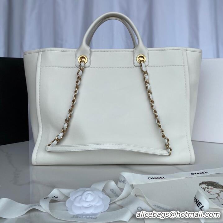 Famous Brand Chanel Original Leather Shopping Bag 66941 White