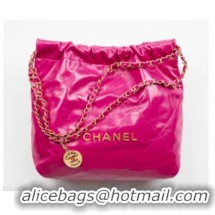 Shop Design CHANEL 22 HANDBAG Shiny Calfskin & Gold-Tone Metal AS3261 Dark Pink