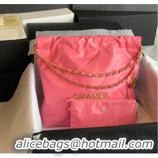 Pretty Style CHANEL 22 HANDBAG Shiny Calfskin & Gold-Tone Metal AS3261 Pink