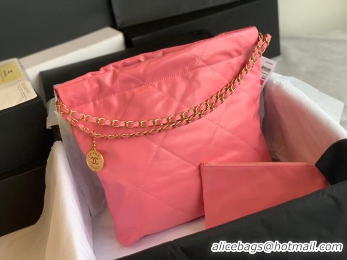 Pretty Style CHANEL 22 HANDBAG Shiny Calfskin & Gold-Tone Metal AS3261 Pink