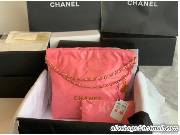 Pretty Style CHANEL 22 HANDBAG Shiny Calfskin & Gold-Tone Metal AS3261 Pink