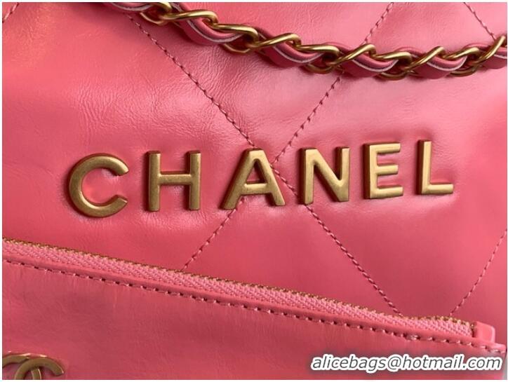 Pretty Style CHANEL 22 HANDBAG Shiny Calfskin & Gold-Tone Metal AS3261 Pink