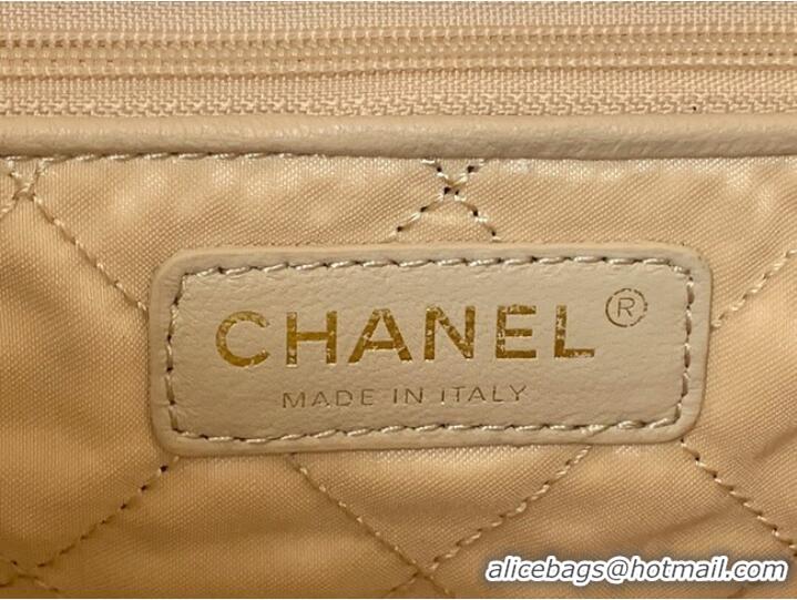 Good Taste CHANEL 22 HANDBAG Shiny Calfskin & Gold-Tone Metal AS3262 white&gold