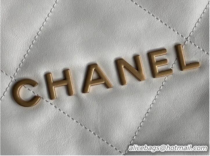 Good Taste CHANEL 22 HANDBAG Shiny Calfskin & Gold-Tone Metal AS3262 white&gold