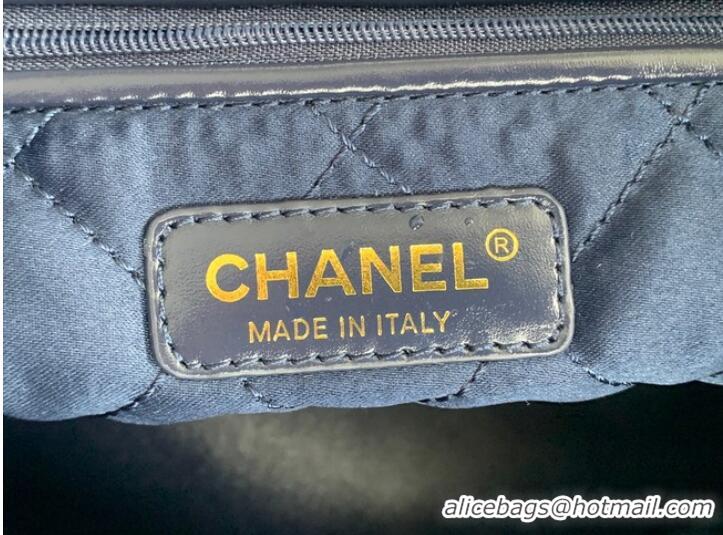 Promotional CHANEL 22 HANDBAG Shiny Calfskin & Gold-Tone Metal AS3262 dark blue