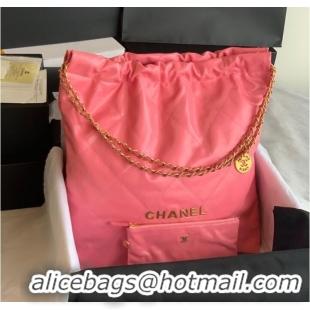 Top Quality CHANEL 22 HANDBAG Shiny Calfskin & Gold-Tone Metal AS3262 pink