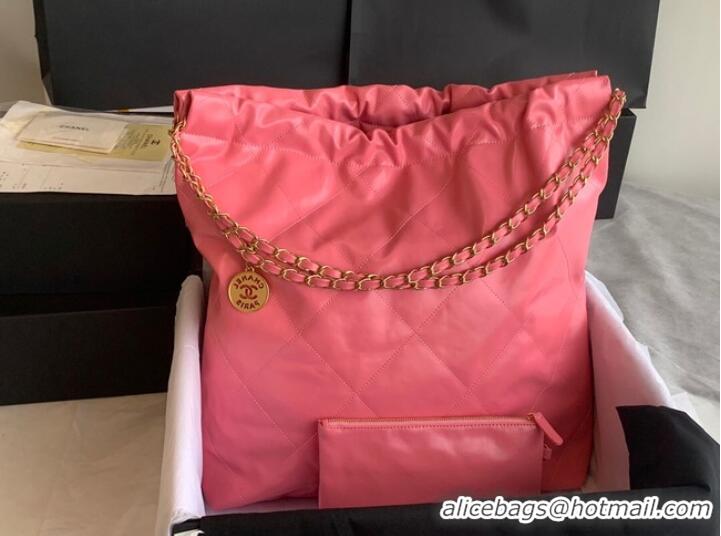 Top Quality CHANEL 22 HANDBAG Shiny Calfskin & Gold-Tone Metal AS3262 pink