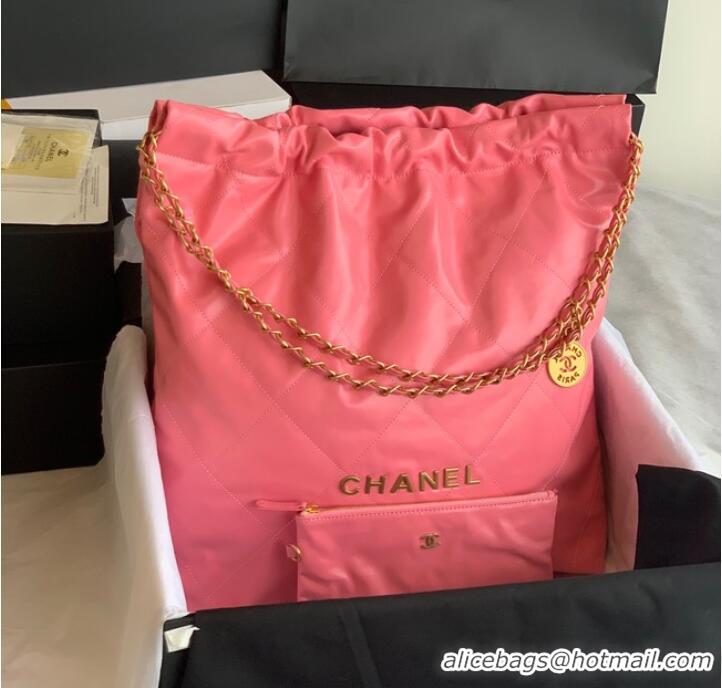 Top Quality CHANEL 22 HANDBAG Shiny Calfskin & Gold-Tone Metal AS3262 pink