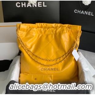 Cheapest CHANEL 22 HANDBAG Shiny Calfskin & Gold-Tone Metal AS3262 yellow