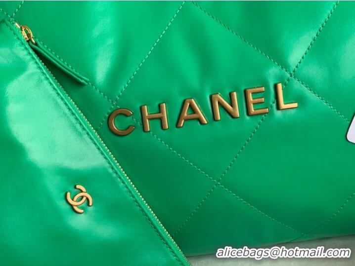 Top Grade CHANEL 22 HANDBAG Shiny Calfskin & Gold-Tone Metal AS3262 green