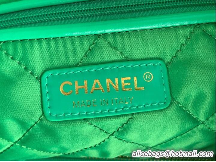 Top Grade CHANEL 22 HANDBAG Shiny Calfskin & Gold-Tone Metal AS3262 green