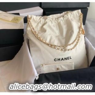 Unique Style CHANEL 22 HANDBAG Shiny Calfskin & Gold-Tone Metal AS3262 white&black