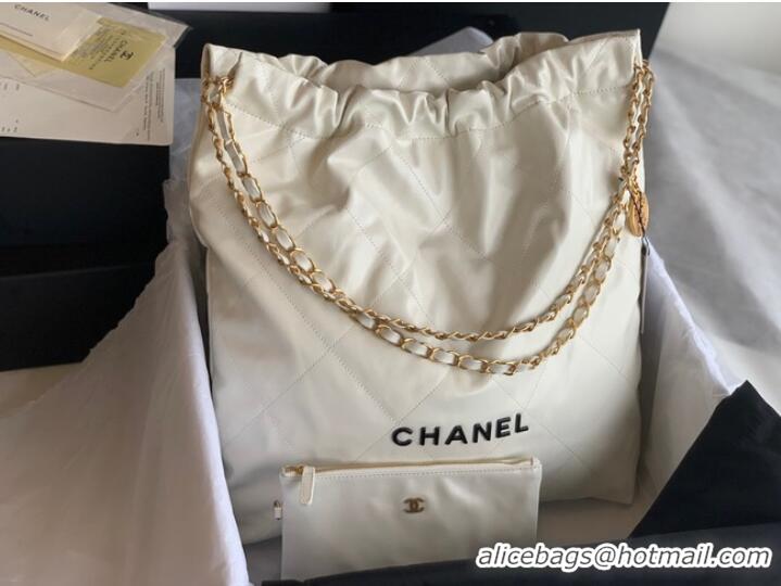 Unique Style CHANEL 22 HANDBAG Shiny Calfskin & Gold-Tone Metal AS3262 white&black