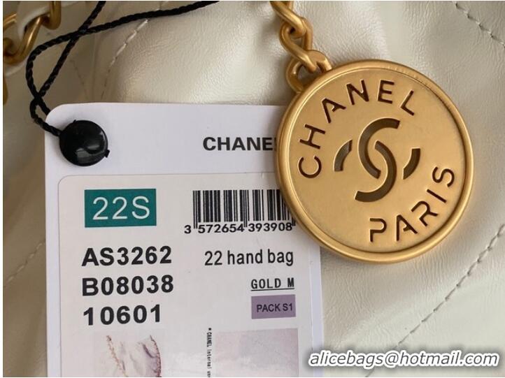 Unique Style CHANEL 22 HANDBAG Shiny Calfskin & Gold-Tone Metal AS3262 white&black