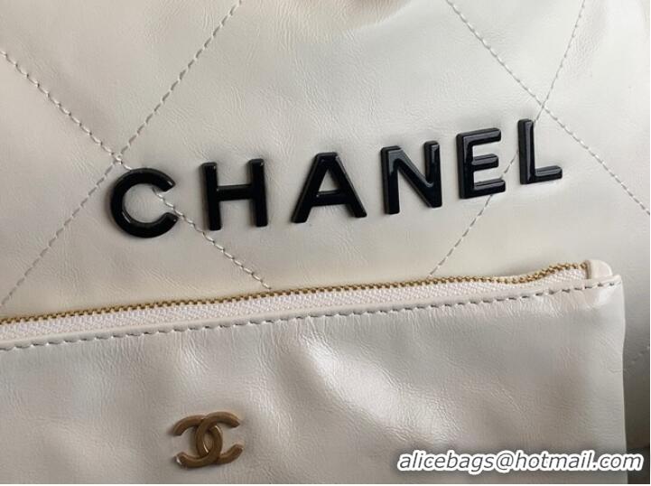 Unique Style CHANEL 22 HANDBAG Shiny Calfskin & Gold-Tone Metal AS3262 white&black