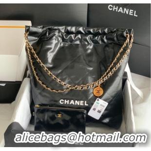 Top Quality CHANEL 22 HANDBAG Shiny Calfskin & Gold-Tone Metal AS3262 black&white