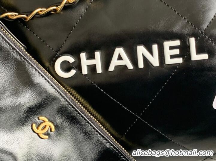 Top Quality CHANEL 22 HANDBAG Shiny Calfskin & Gold-Tone Metal AS3262 black&white