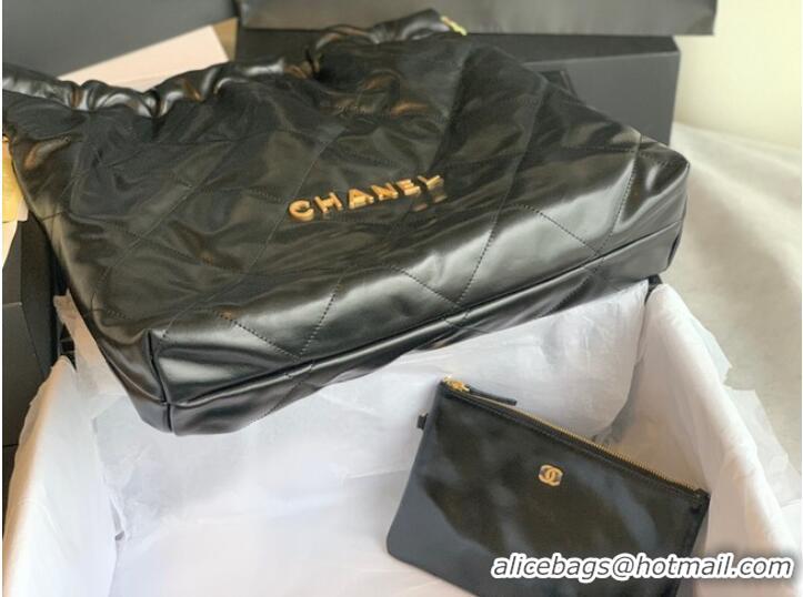 Luxurious CHANEL 22 HANDBAG Shiny Calfskin & Gold-Tone Metal AS3262 black&gold