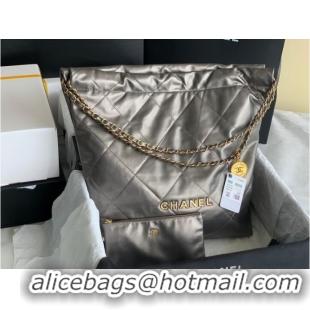 Super Quality CHANEL 22 HANDBAG Shiny Calfskin & Gold-Tone Metal AS3261/AS3260 silver grey