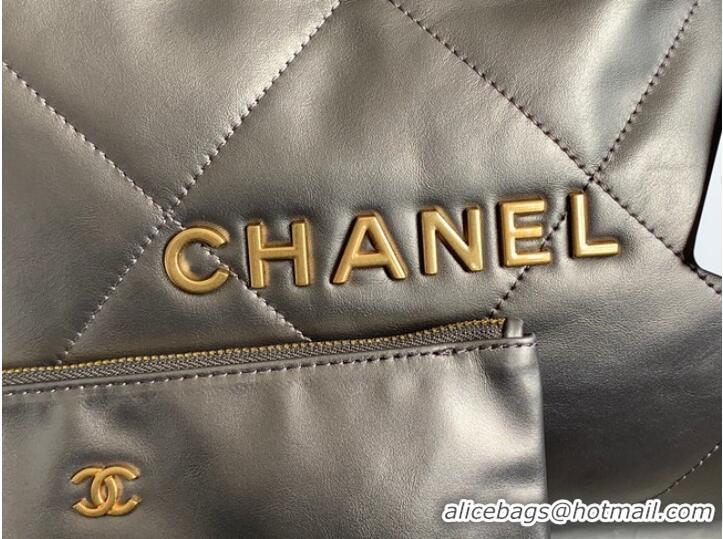 Super Quality CHANEL 22 HANDBAG Shiny Calfskin & Gold-Tone Metal AS3261/AS3260 silver grey