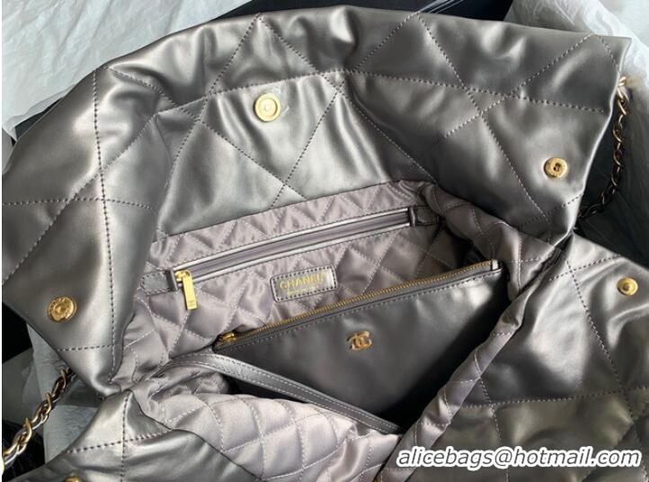 Super Quality CHANEL 22 HANDBAG Shiny Calfskin & Gold-Tone Metal AS3261/AS3260 silver grey