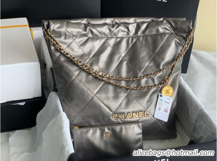 Super Quality CHANEL 22 HANDBAG Shiny Calfskin & Gold-Tone Metal AS3261/AS3260 silver grey