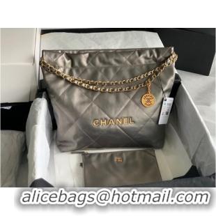 Buy Classic Chanel Calf leather shopping bag AS3261 silver grey