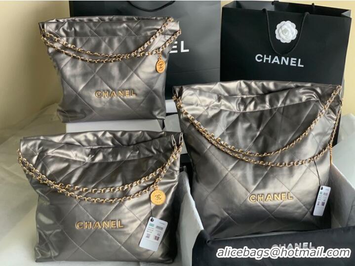 Buy Classic Chanel Calf leather shopping bag AS3261 silver grey