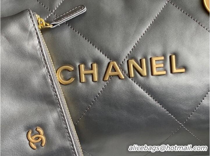 Buy Classic Chanel Calf leather shopping bag AS3261 silver grey