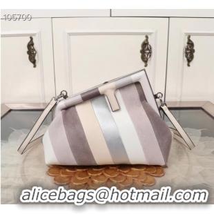 Buy Discount Fendi First Small Leather bag with silver and light brown inlay 8BP129A