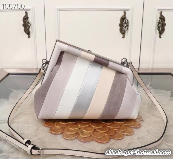 Buy Discount Fendi First Small Leather bag with silver and light brown inlay 8BP129A